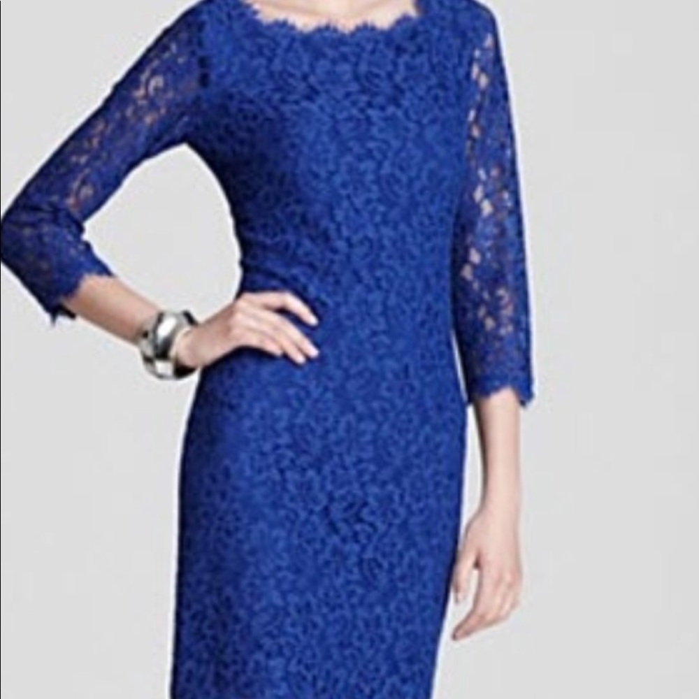 Diane Von Furstenberg Zarita Lace Dress Blue